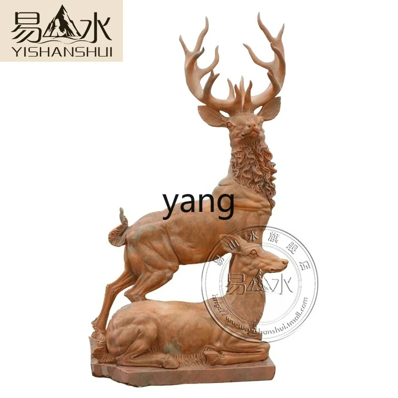 Lhh stone carving sunset red deer garden park scenic decorative ornament simulation animal