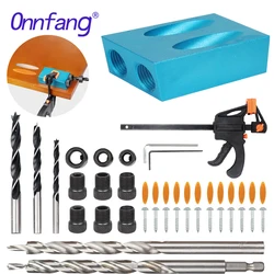 Woodworking Oblique Pocket Hole Locator Jig Kit 15 Degree Drill Bits Jig Clamp Kit Guide Wood Hand Tools