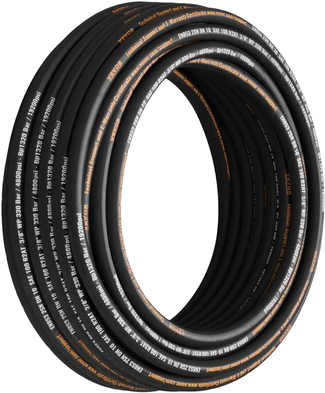 

Гидравлический шланг 3/8 дюйма, 100 футов витой, с оплеткой из высокопрочной стальной проволоки 4800 PSI, гибкий маслостойкий шланг от -20°C до 140°C