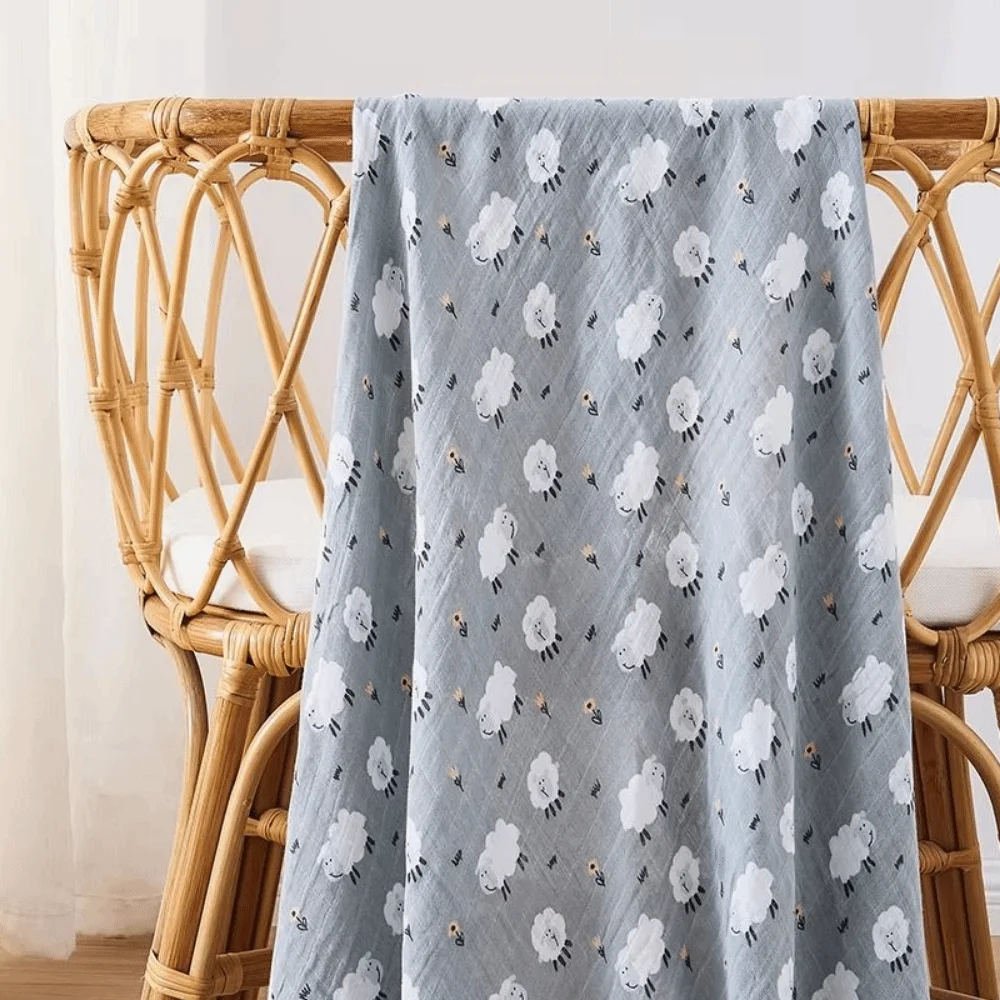 

Soft Baby Swaddle Blanket Cartoon Print Breathable Baby Wrap Sleeping Bag Double Layer Hypoallergenic Baby Stroller Cover