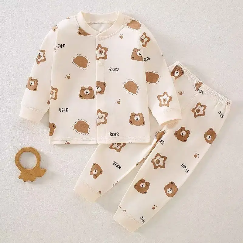 

Комплект детской одежды с клубничным принтом: хлопковая пижама для детей на весну-осень, милая детская одежда-комплект