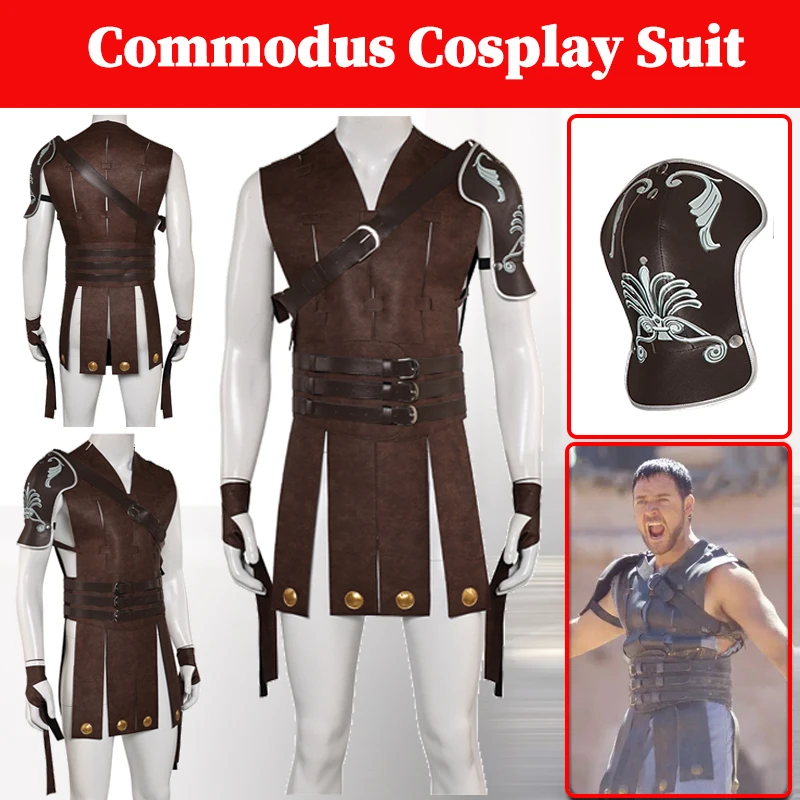 

Commodus Cosplay 2024 Movie Gladiator Costume Men Role Play Battle Suits Hand Strap Belt Set Halloween Carnival Disguise Outfits