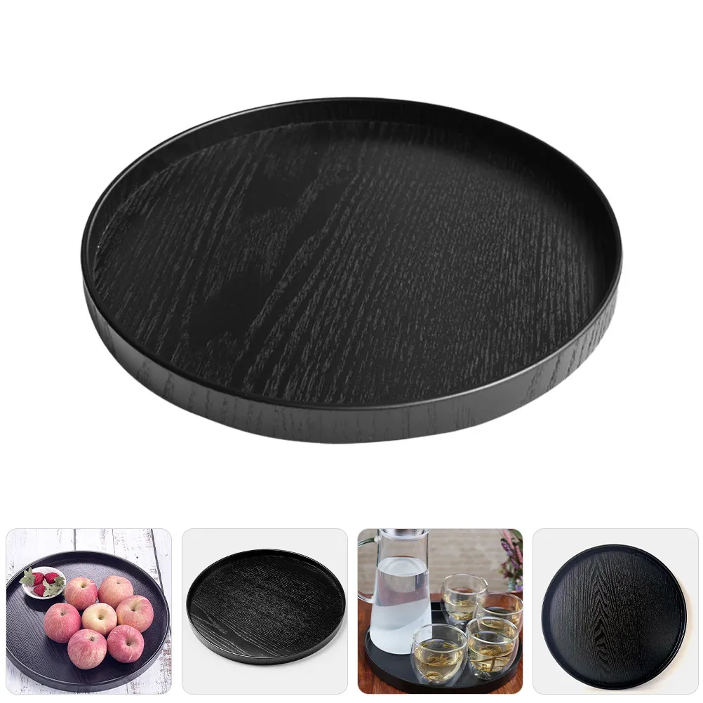 Round Wooden Serving Tray Natural Wood Grain Food Tray for Fruits Snacks Desserts Bread Tea Ceremony Home Decor Restaurant Use