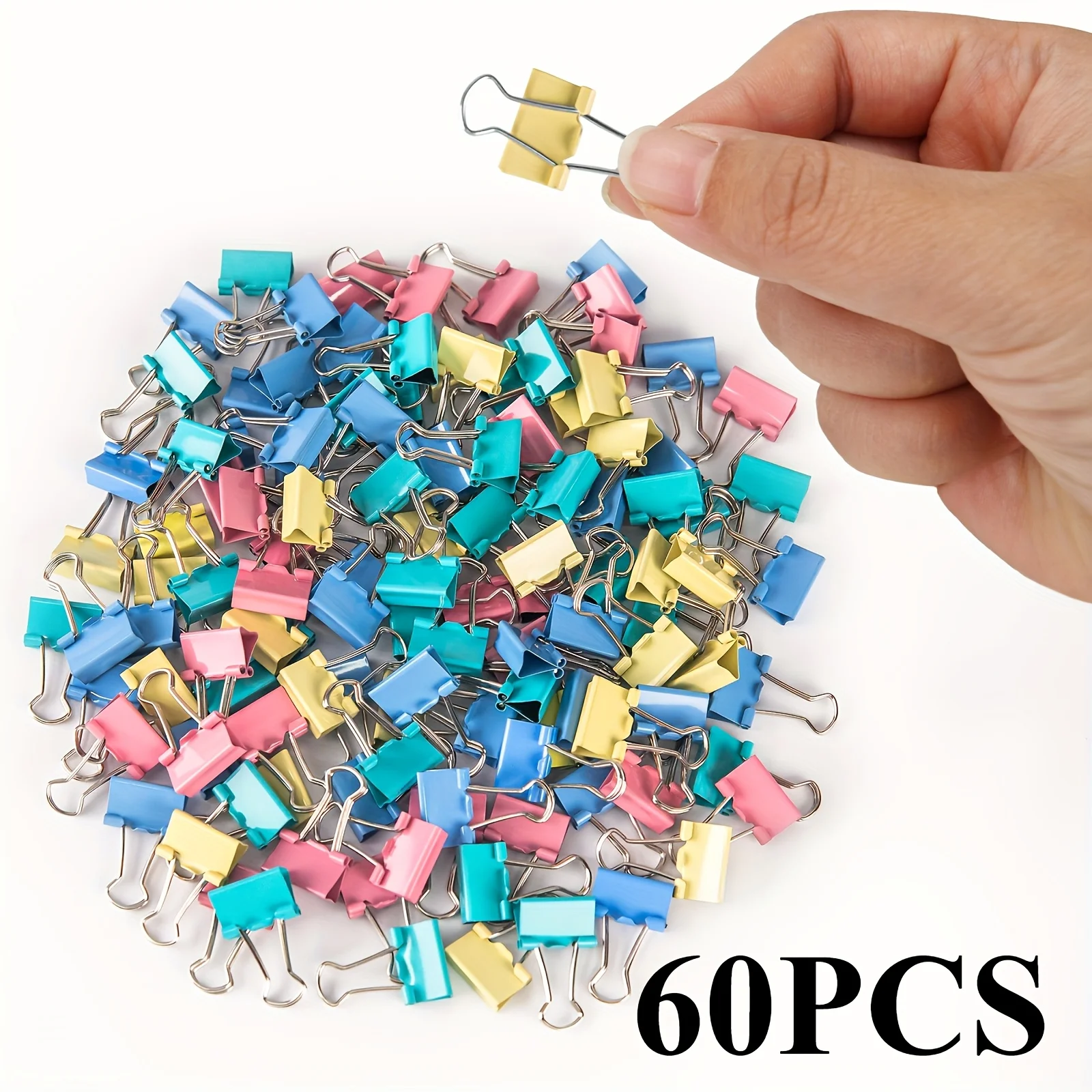 60pcs Mini Binder Clips Color Binder Clip Small Paper Clip 15mm 5/8 Inch Micro Size Office Clips for Home School Office Business