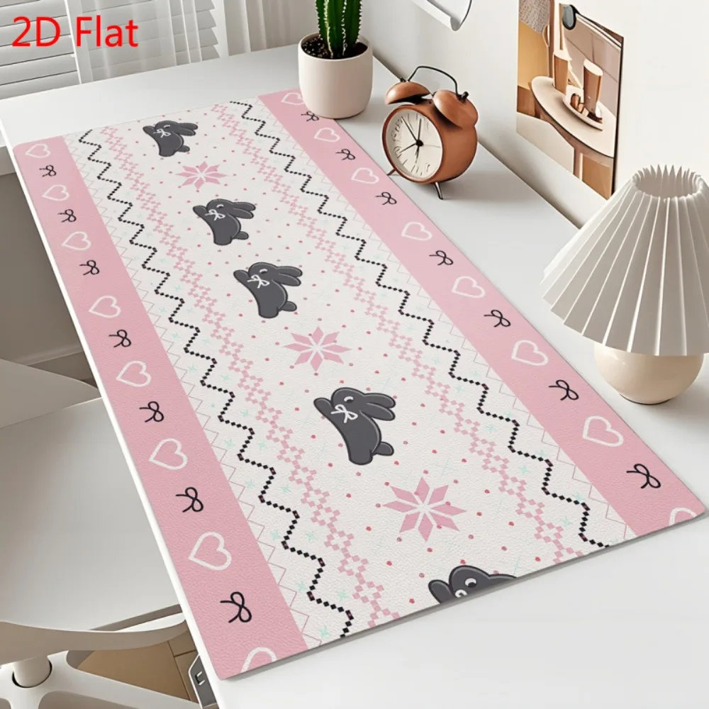 Cute Pink Bunny Large Mouse Pad Kawaii Rabbit Desk Mat Non Slip for Girls Office Home