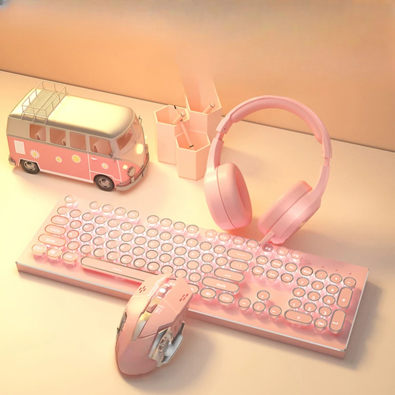 Wireless Bluetooth mechanical keyboard and mouse suit girls