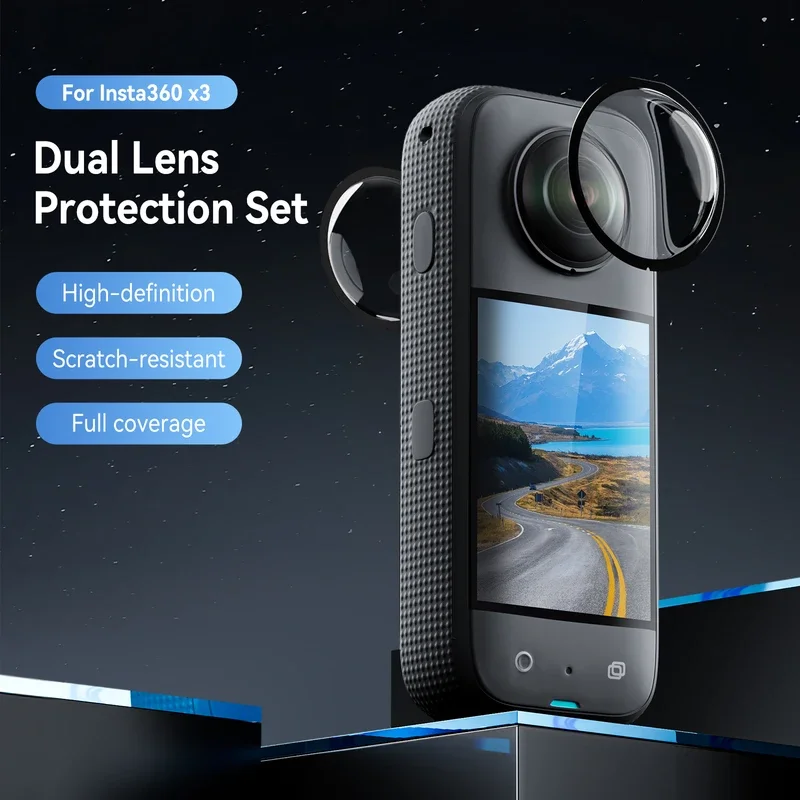 واقي شاشة بغطاء عدسة مجموعة Telesin ULTRAGUARD لكاميرا الحركة Insta360 X3