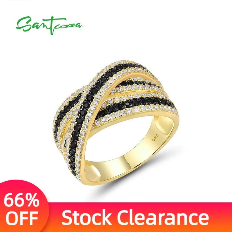 

Женское серебряное кольцо SANTUZZA, из серебра 925 пробы с черной шпинелью и белым кубическим цирконием, великолепные ювелирные украшения