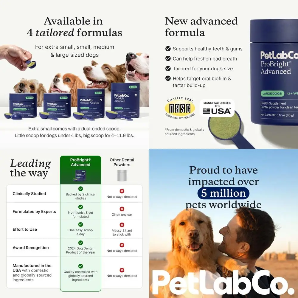 

Зубной порошок для собак для свежего дыхания и легкой чистки зубов - эффективен против зубного камня и неприятного запаха изо рта - подходит для крупных собак