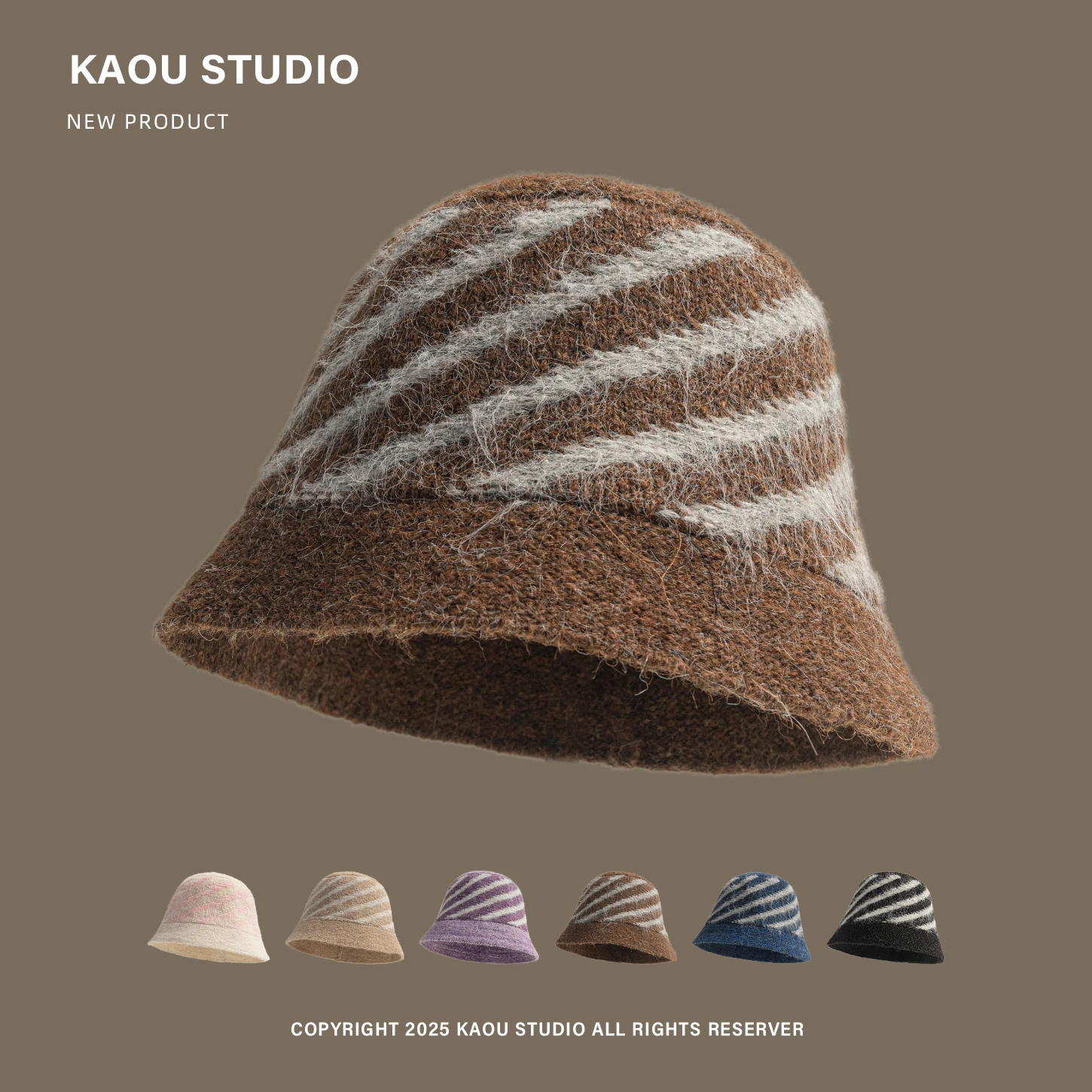 

Striped Knitted Fisherman Hat for Women, New Autumn and Winter Style, Face-Slimming Bucket Hat, Versatile Casual Woolen Hat