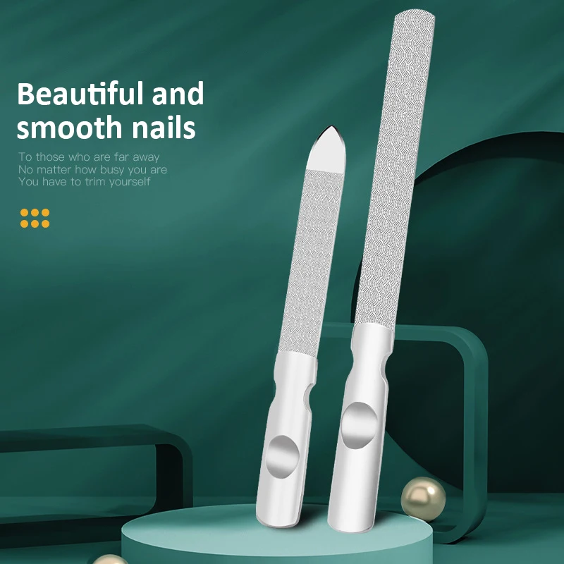 Lime per unghie a doppia faccia aggiornate in acciaio inossidabile per manicure e pedicure per strumenti professionali per la cura delle unghie delle dita dei piedi