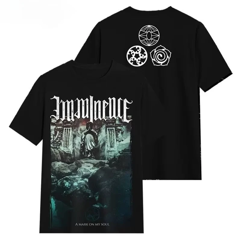 Imminence Band - Swedish Post-Nuclear Rock - High Street Casual Dark Logo Short-Sleeved Tees Cotton T-Shirt Europe and America