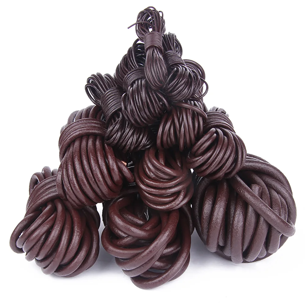2M/Lot Breite 1-8mm Echte Runde Lederschnur Echtes Rindslederband Seil für DIY Halsketten Armbänder Schmuckherstellung Zubehör – Detail 4