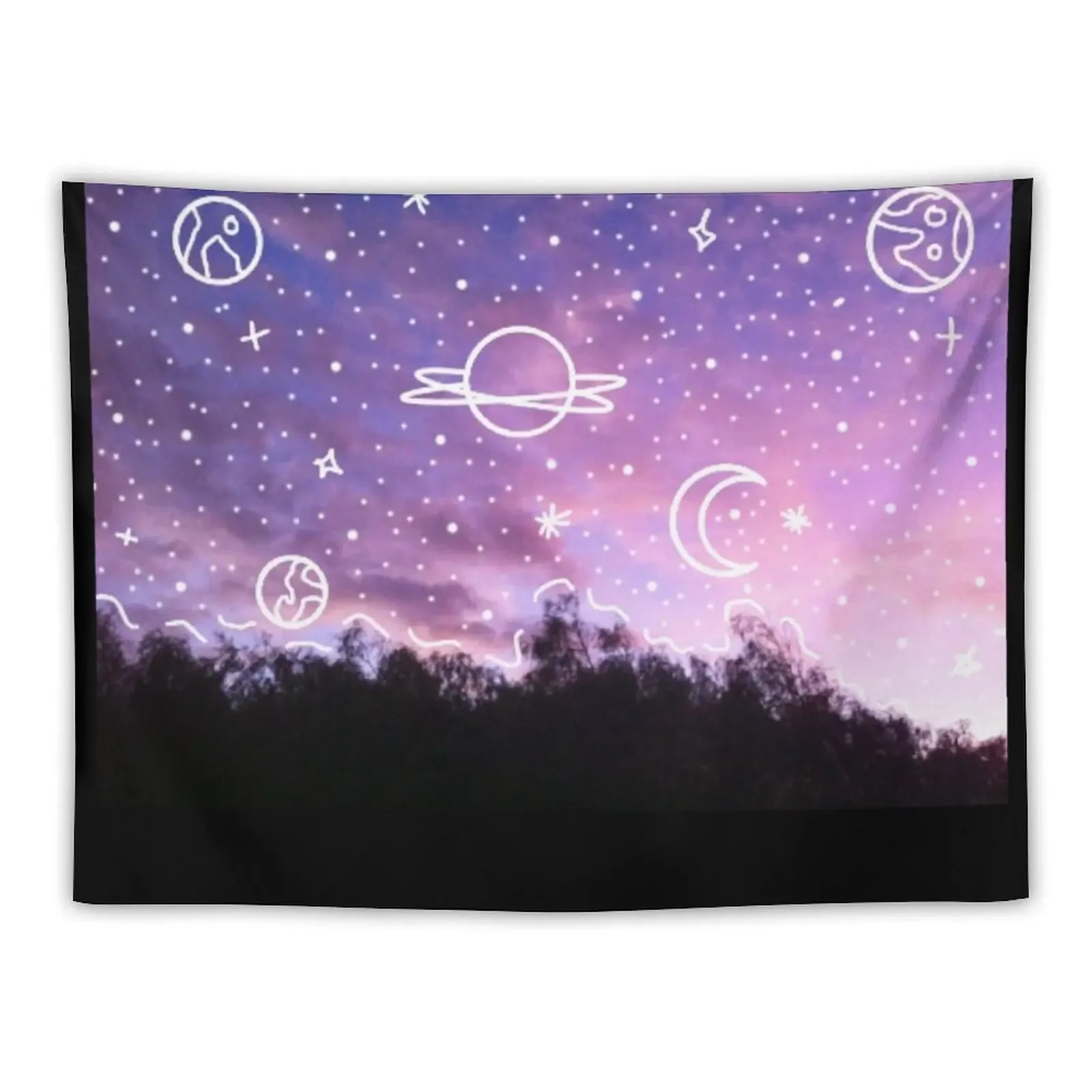 Aesthetic Tumblr Sunset Galaxy Doodle Tapestry Room Decoration Aesthetic Decorative Wall Room Decorations Aesthetics Tapestry