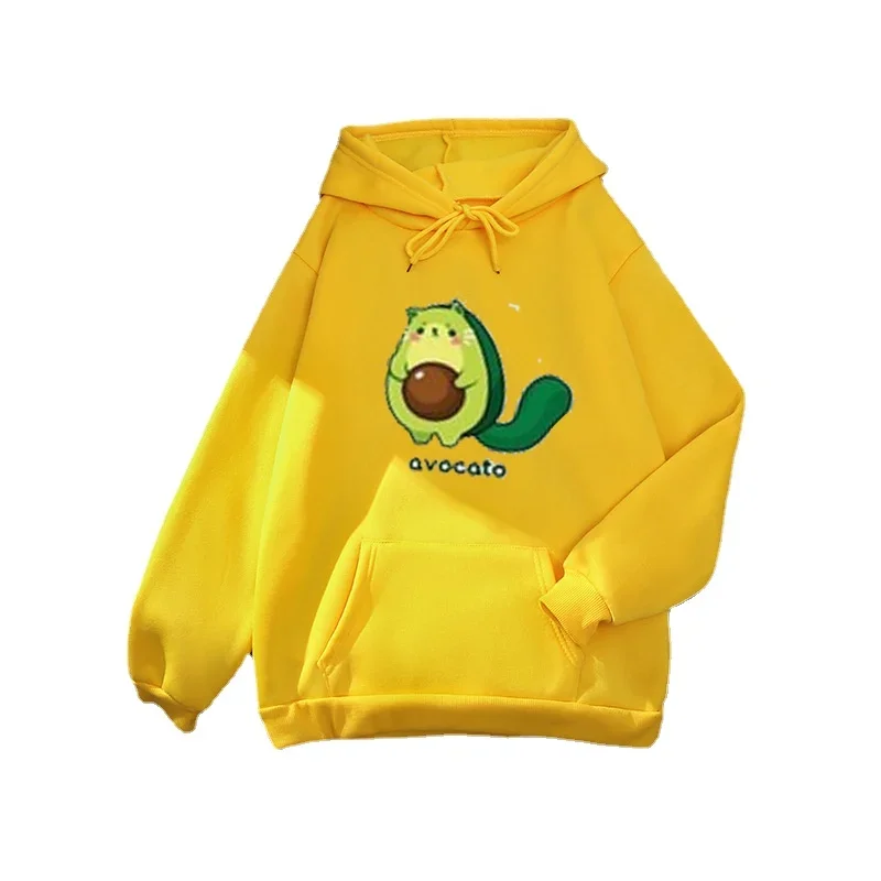 2022 Harajuku Funny Cartoon Avocado Print Ladies Hoodies Fashion Streetwear Pullovers Winter Womens Graphic Sweatshirt sudaderas