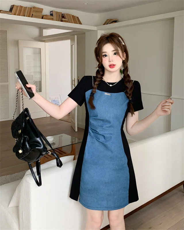 Vestidos de manga curta feminino quinceanera azul outono veludo bezerro-comprimento lapela bordas em camadas ajuste regular rural all-match chique