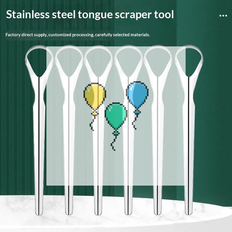 1 Pcs Reusable Stainless Steel Useful Tongue Scraper Cleaner Fresh Breath Cleaning Coated Tongue Oral Hygiene Care Tools