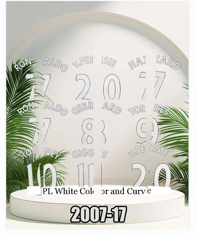 

Top quality 2007-17 Pre-Lea-gue Ronaldo Name sets home white color curved name iron on name and number 2017