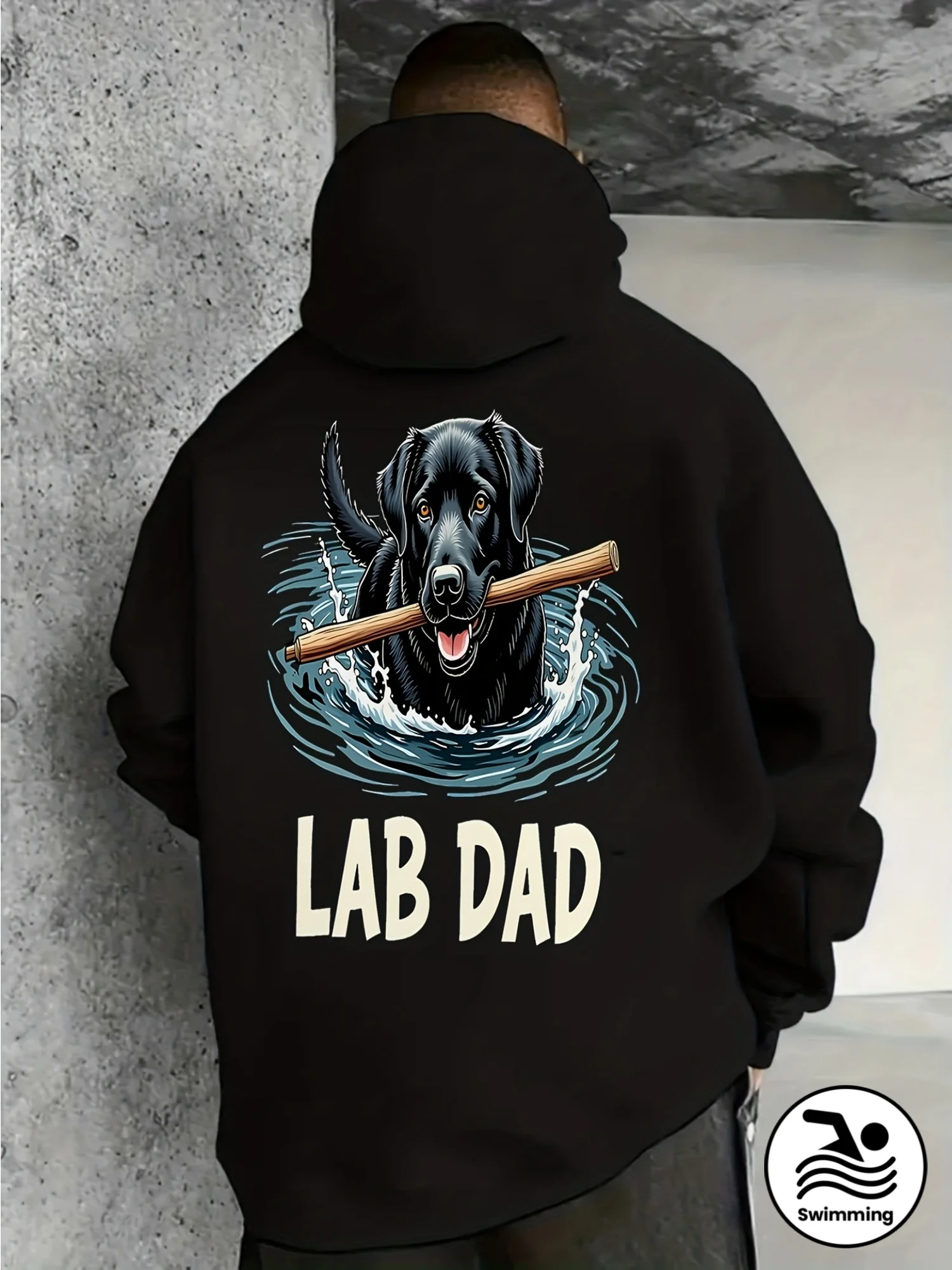 Fun Watering Dog Print Men's Hooded Sweatshirt - Designed by Pet Lovers for Comfortable, Loose-Fitting, Warm and Relaxing Wear