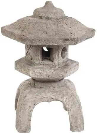 

Medium 3 Piece Japanese Lantern 22 H x 17 W x 17 D Concrete Garden Statue Outdoor Pagoda Decor Heavy Stone Sculpture Made in USA