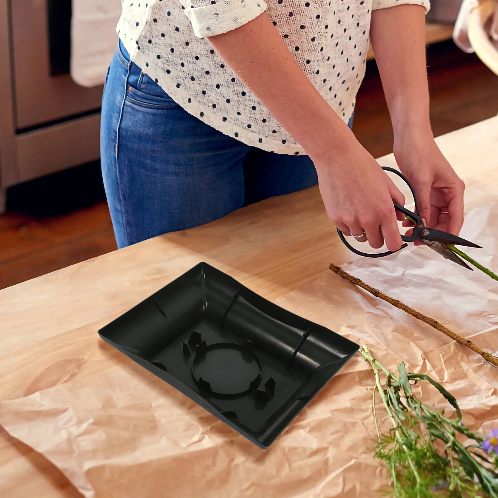 2 قطعة أصحاب الطين زهرة البلاستيك صواني الأزهار لقطع مركزية الجدول سهلة تثبيت ترتيب الأزهار قاعدة تشكيلة زهور السلطانية