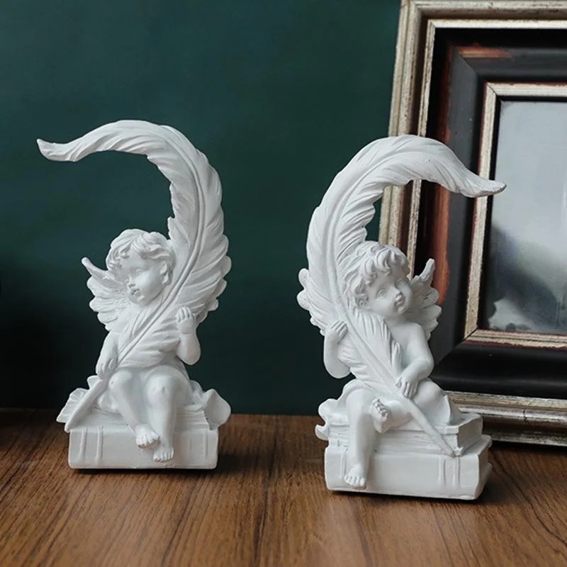 Romantic Feather Angel Ornament Living Room Desktop Cupid Decoration Home Decoration White Prayer Angel Couple Ornament
