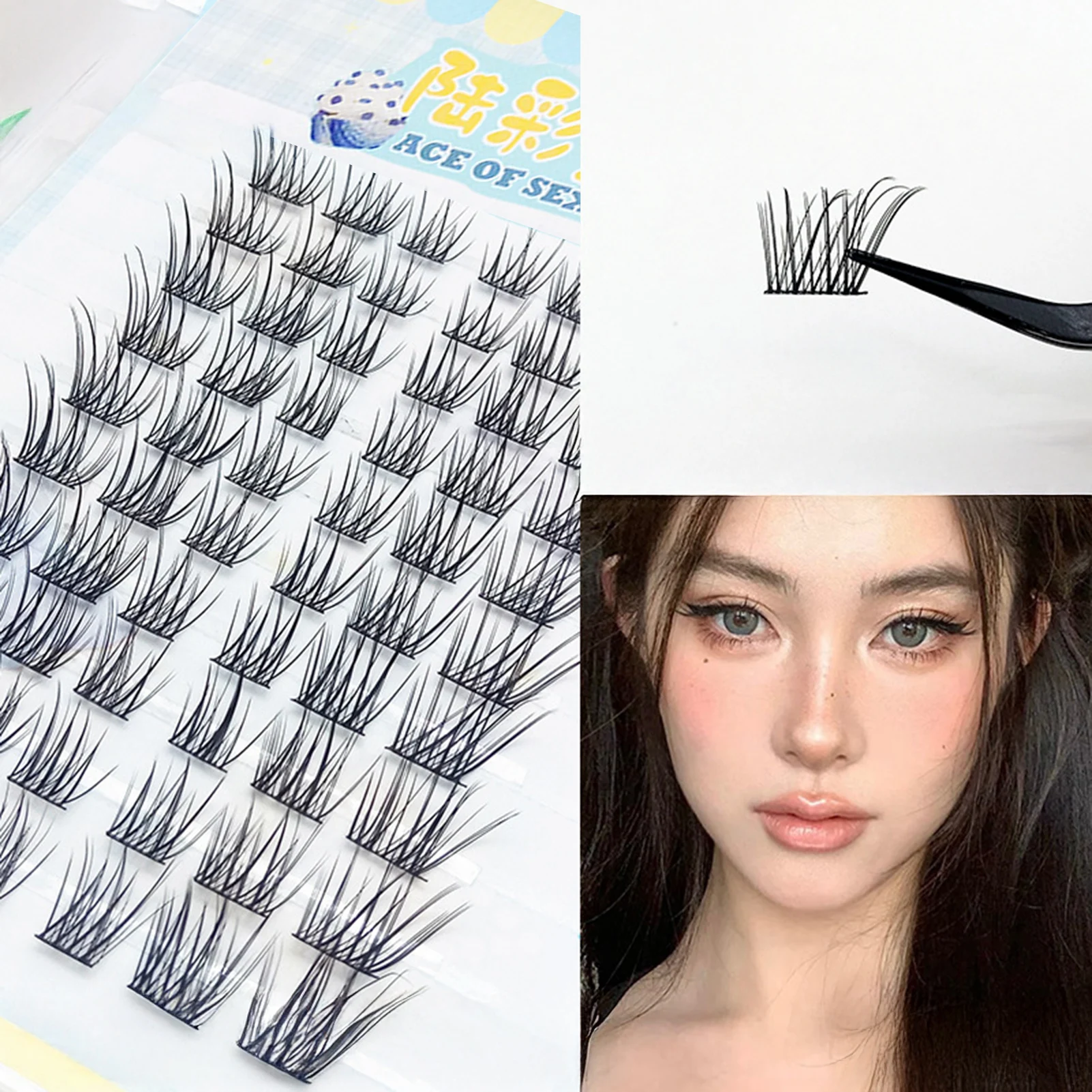 60 Stück Lazy Girl Lash Clusters Baby Curl Fox-Eye Falsche Wimpern Natürliche Wispy Eye Lash Extension für Anfänger