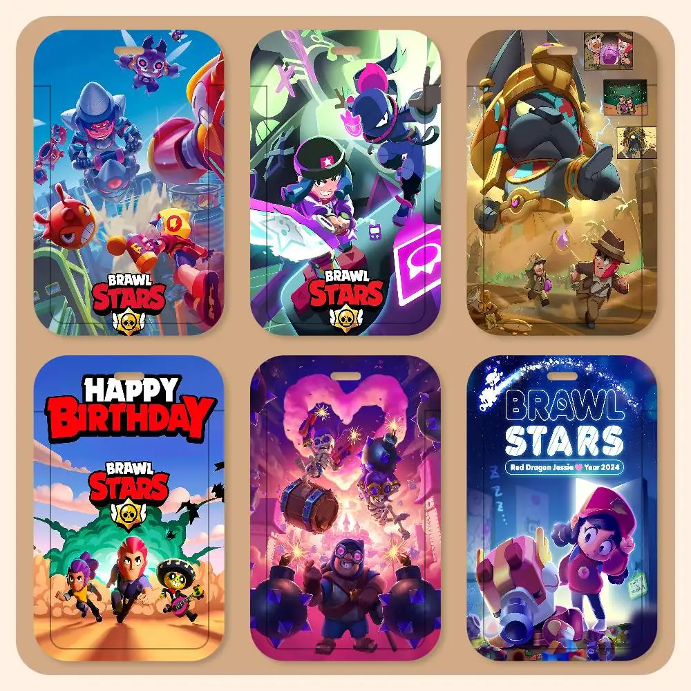 Divertidos Porta Tarjetas con Cordón de Anime B-Brawl Games S-Stars, Porta Tarjetas de Identificación para Estudiantes, Porta Tarjetas con Cordón para el Cuello