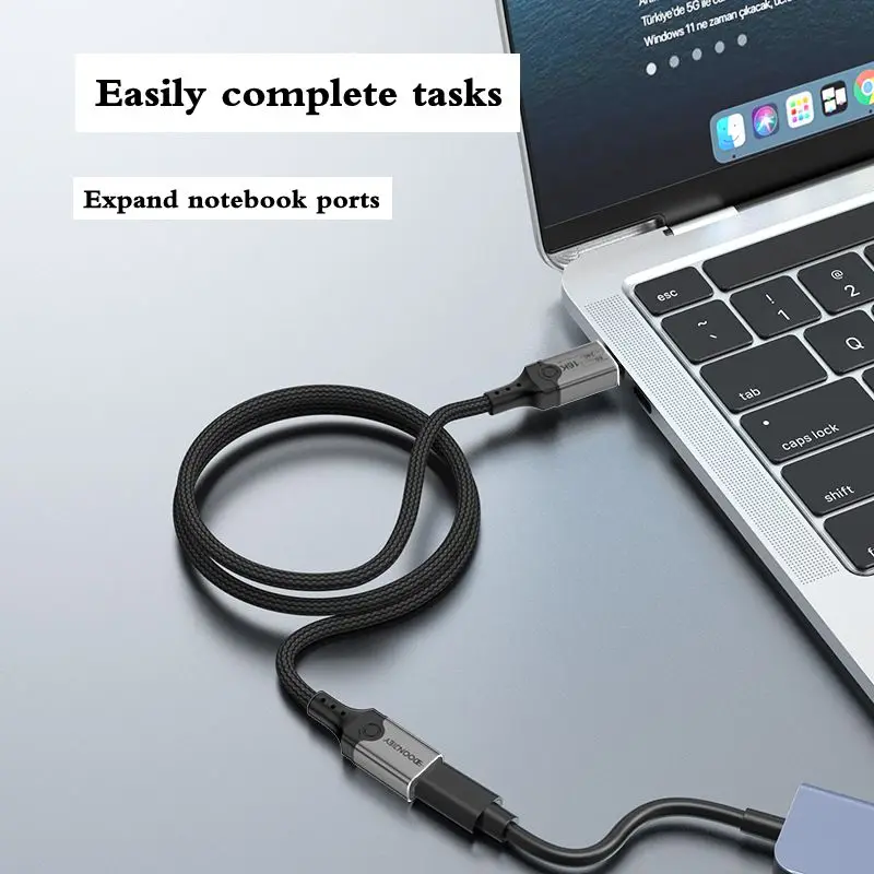 80Gbps Side Bend Thunderbolt 5 Full Function Data Cable Type-C Male to Female Extension 16K HD Projection PD240W Fast Charging