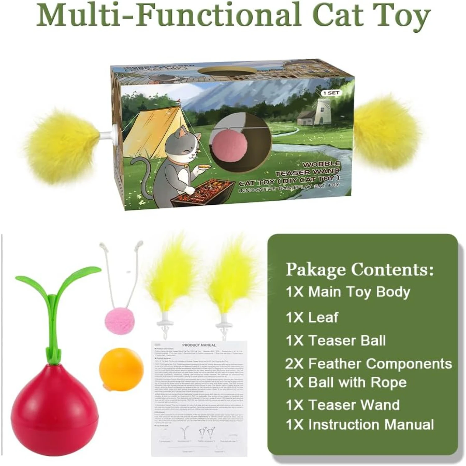 nt with this exciting, long-lasting Feather Cat Tumbler Toy Set. Featuring a vibrant design and durable construction, this speci