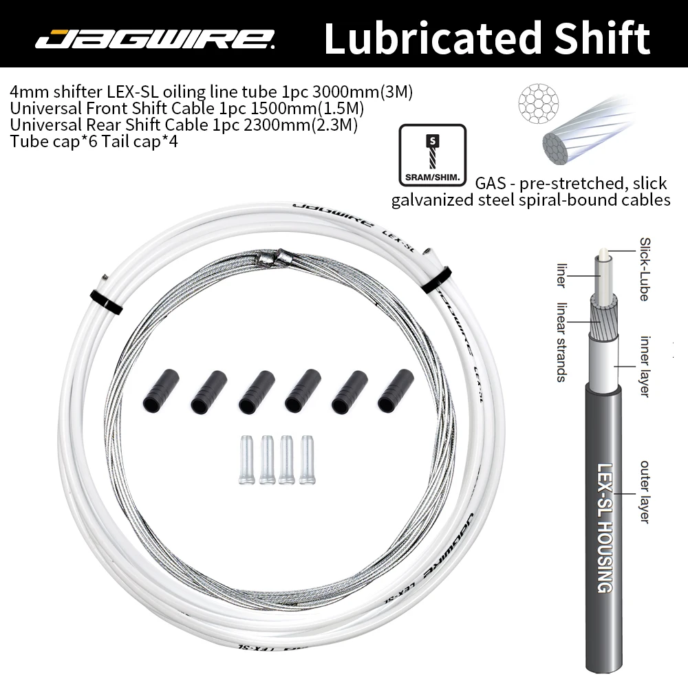 JAGWIRE Fahrrad-Schaltkabelgehäuse, geschmiert, Schaltkabel, Draht, Rohr, 4 mm, Mountainbike, Rennrad, universelles Zubehör