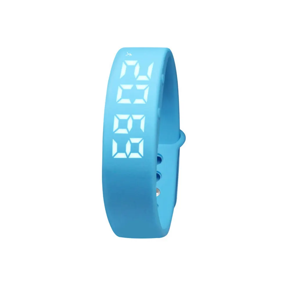 Blue Smart Wristband LED Screen Silica Gel Pedometer Sleep Monitor Real-Time Temperature Vibration Alarm Outdoor Sports