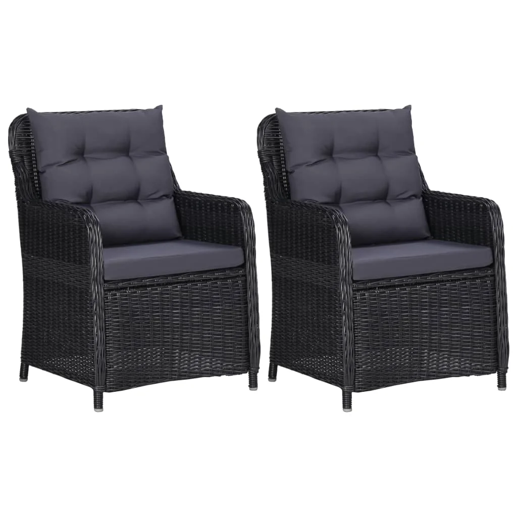 

Patio Chairs 2 pcs with Cushions Poly Rattan Black 25.2"x 25.6" x 35.4" Outdoor Chair Outdoor Furniture