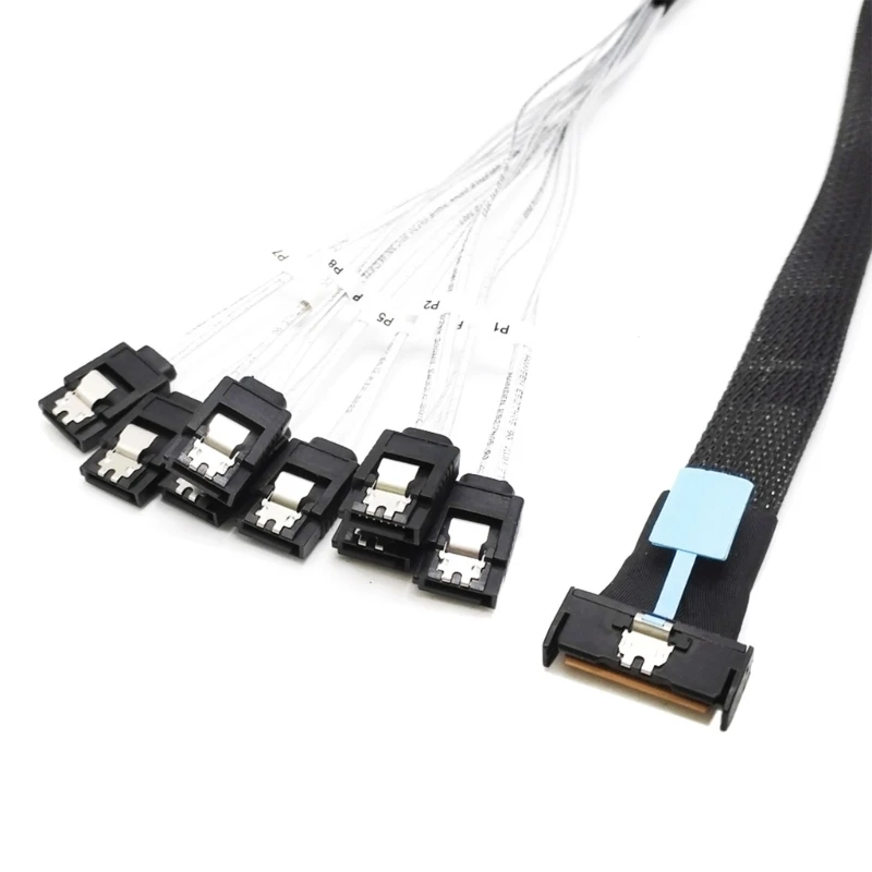 

MCIO 8i 74P To 8xSATA Slim Interfaces Cable High Speed Data Transfer Server Cable SATA3.0 Computer Accessories 50cm