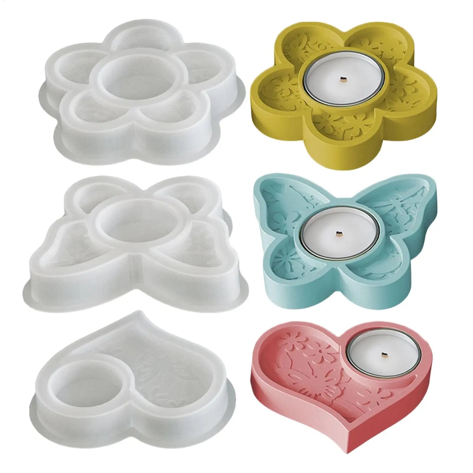 

3D-формы для свечей: бабочки, цветы и сердца. Формы для литья из смолы для подсвечников, воска, гипса. Для дома.