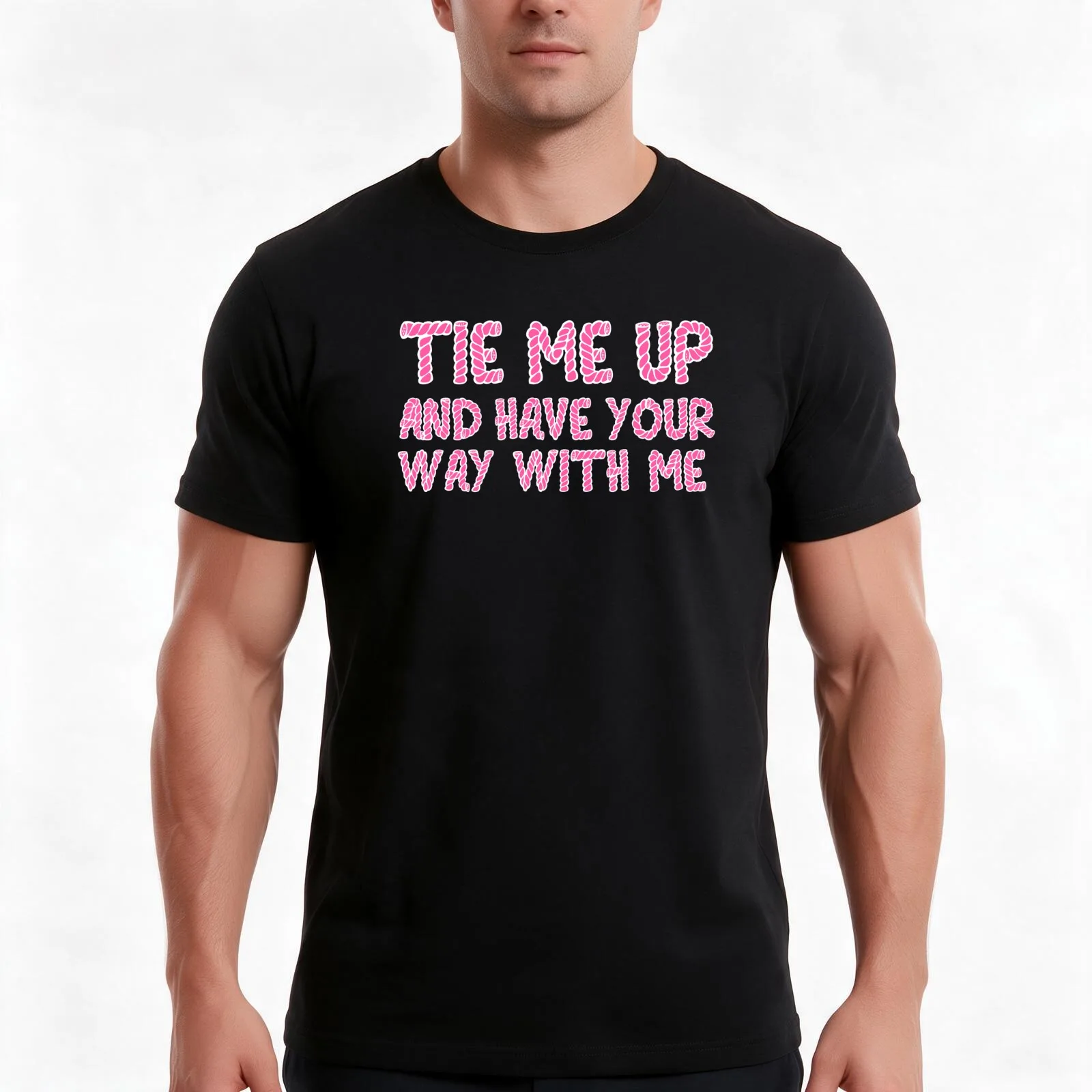 Tie Me Up in Pink T-Shirt Summer Casual Cotton Tee Oversized Streetwear Tops Vintage Graphic Print Loose Fit Short Sleeve