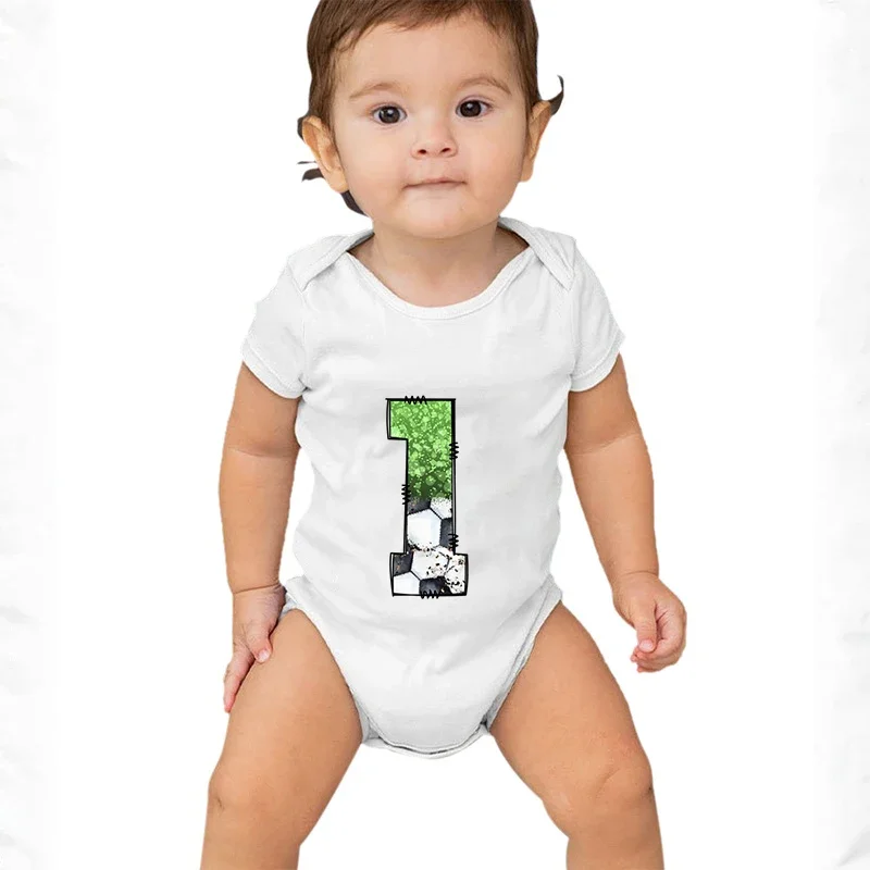 Summer Baby Bodysuits Fashion Soccer Number Newborn Jumpsuit Boys Girls Cartoon Style  0-9 Football Romper Cotton Infant Outfits