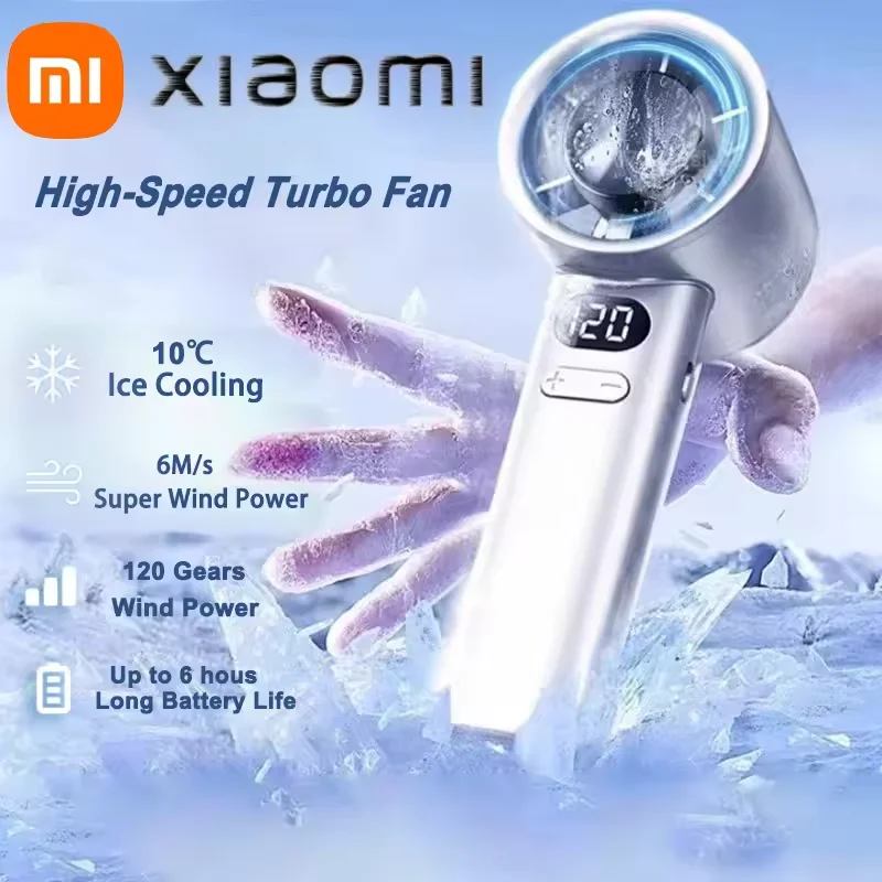 

Ручной мини-вентилятор Xiaomi, 3000 мАч, электрические ручные вентиляторы, ледяной компресс, высокоскоростное охлаждение, перезаряжаемый через USB, портативный светодиодный цифровой дисплей