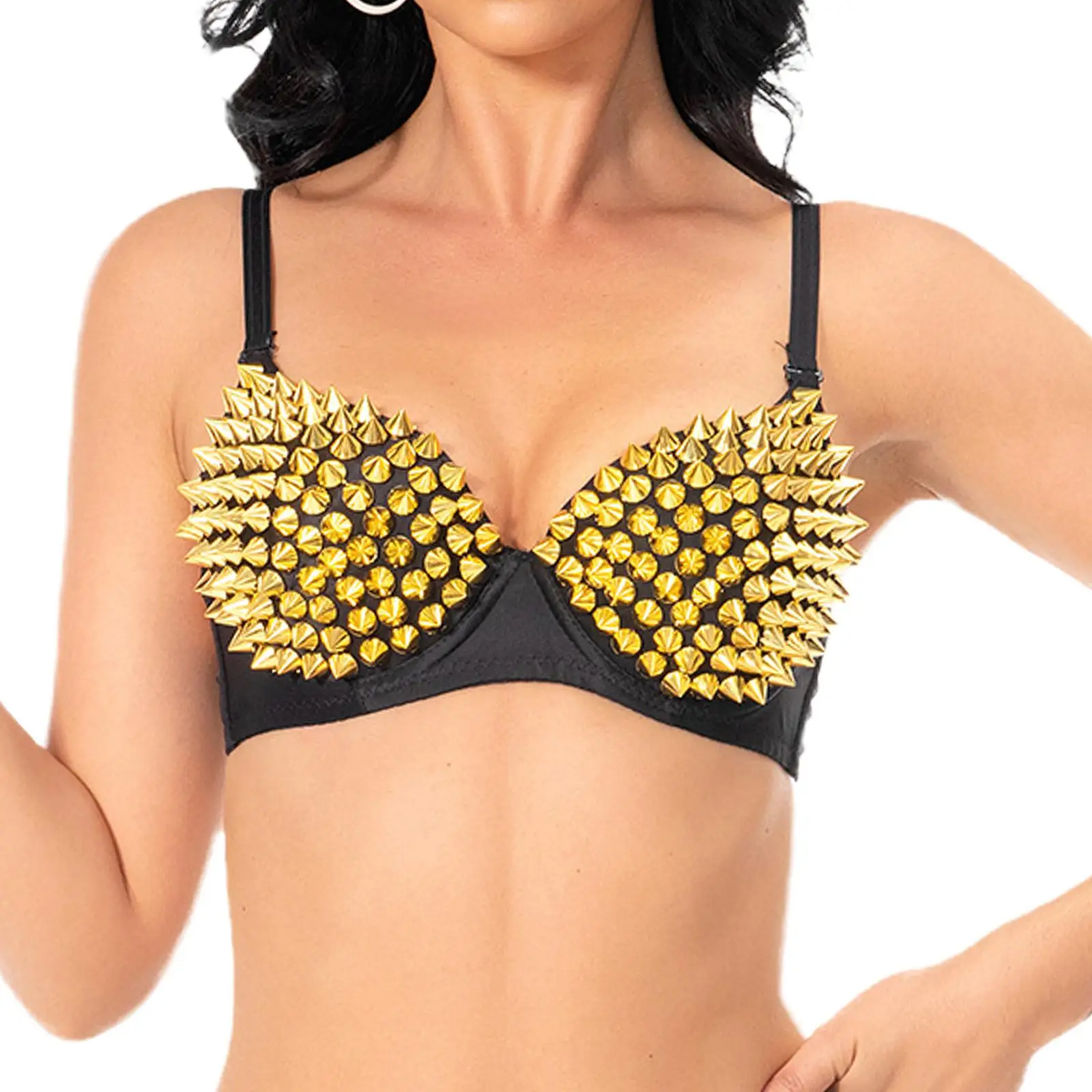 Rivet Corset Dance Costume Punk Crop Top Bra for Party Festival Nightclub
