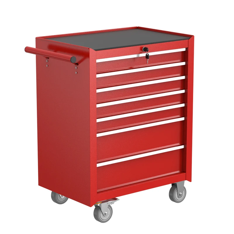 Tool Cart with 7-drawer Anti-slip Tabletop Multifunctional Mechanic Professional Cabinet Cart for Garage Barbershop Too Trolley