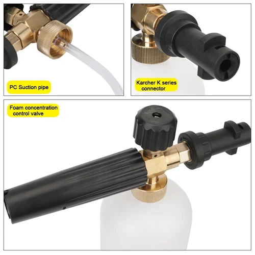 Imagen 2 del producto ¡Detalles de detalles de automóviles: ¡Hay! Cañón de espuma de 1 l con conexión rápida, compatible con Karcher K2 - K7