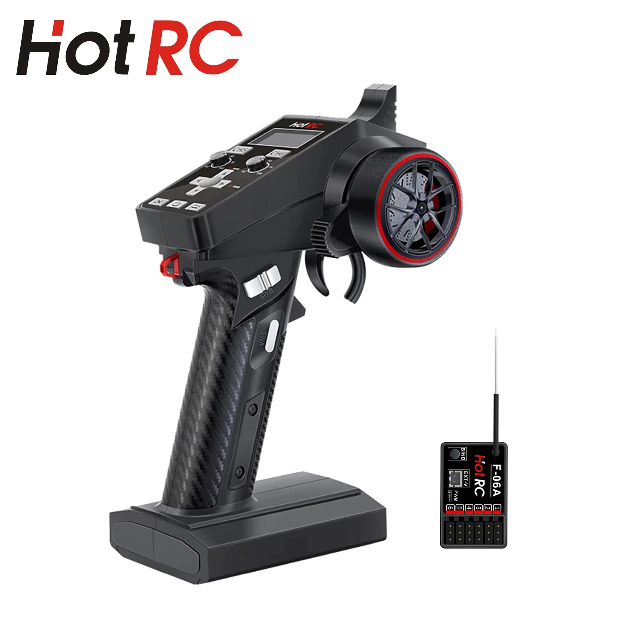 HOTRC CT-6A 2.4G 6CH 6 Channels One-handed Control Radio Transmitter Remote Controller for RC Toy Car Boat Drone Parts