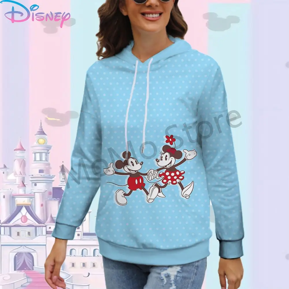 Women's Hoodies Disney Mickey Mouse Men's Long Sleeve Ladies Fashion S-3XL Y2k Youthful Woman Clothes Streetwear 2024 Lovely New