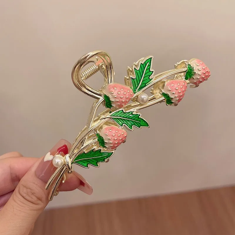 Beliebte handbemalte Ölblumen-Haarspange für den Frühling, süßes und mädchenhaftes Temperament, Haarspange auf der Rückseite des Kopfes. – Detail 9