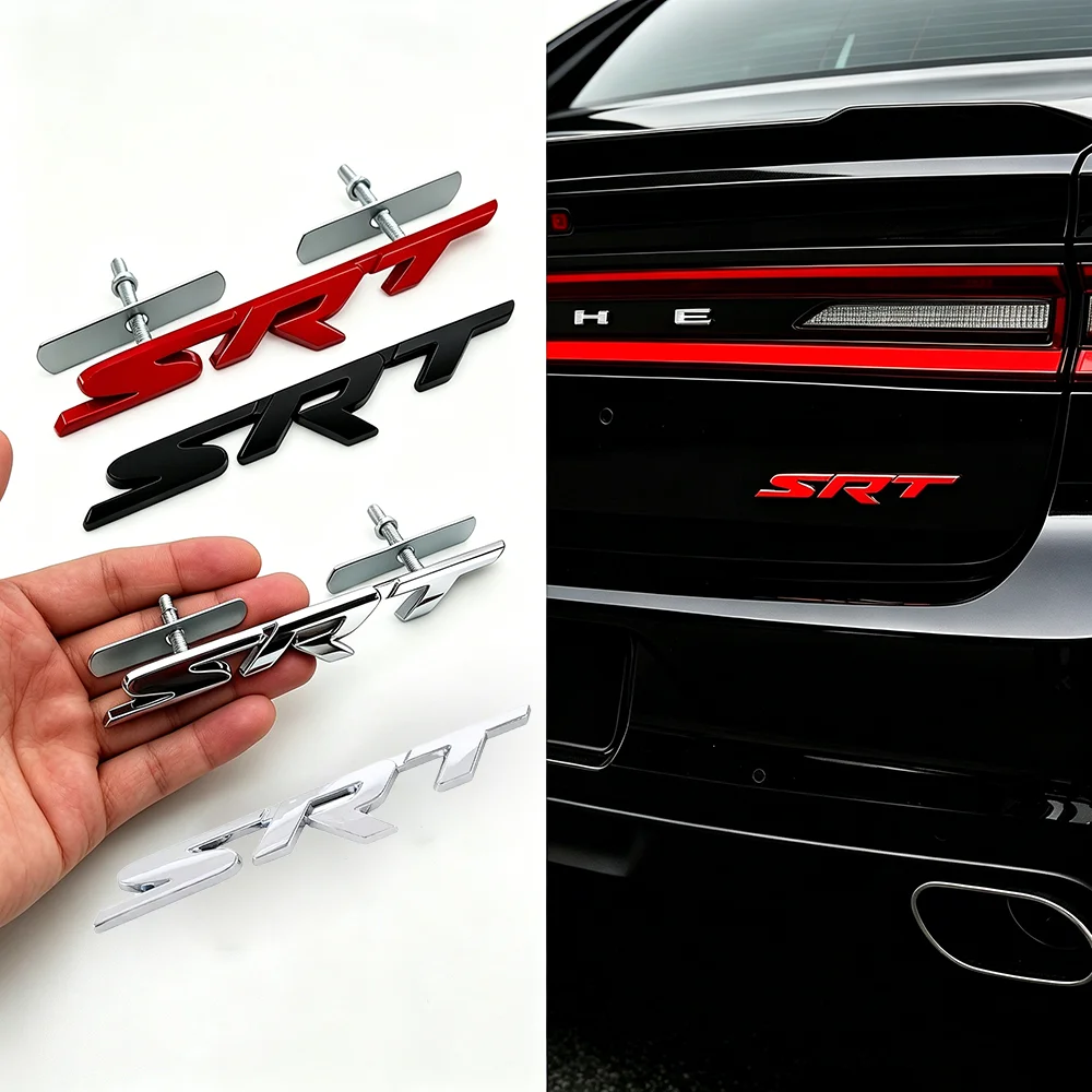 Image of SRT 3D-Abzeichen Auto-Frontgrill-Emblem Heckklappen-Aufkleber für Dodge Challenger Charger Durango SRT Hellcat Außendekoration
