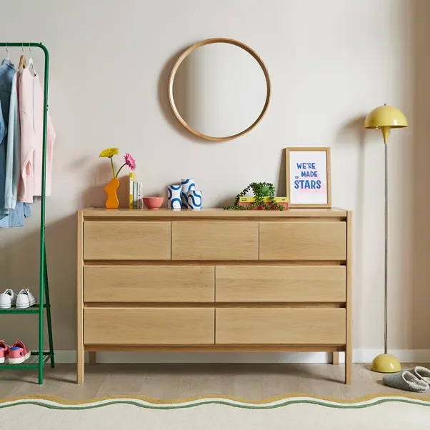 

Eiche Effekt 7-Schubladen Breite Kommode Traditionelle Schlafzimmer Kommode Für Wohnzimmer Holz Kommode Für Schlafzimmer Möbel