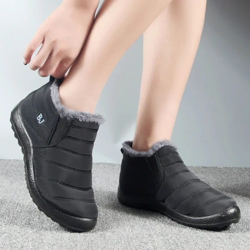 

Winter WaterProof Ankle Boots for Women 2022 Warm Plush Women's Shoes Round Toe Thick-soled Outdoor Casual Antislip Couple Boots