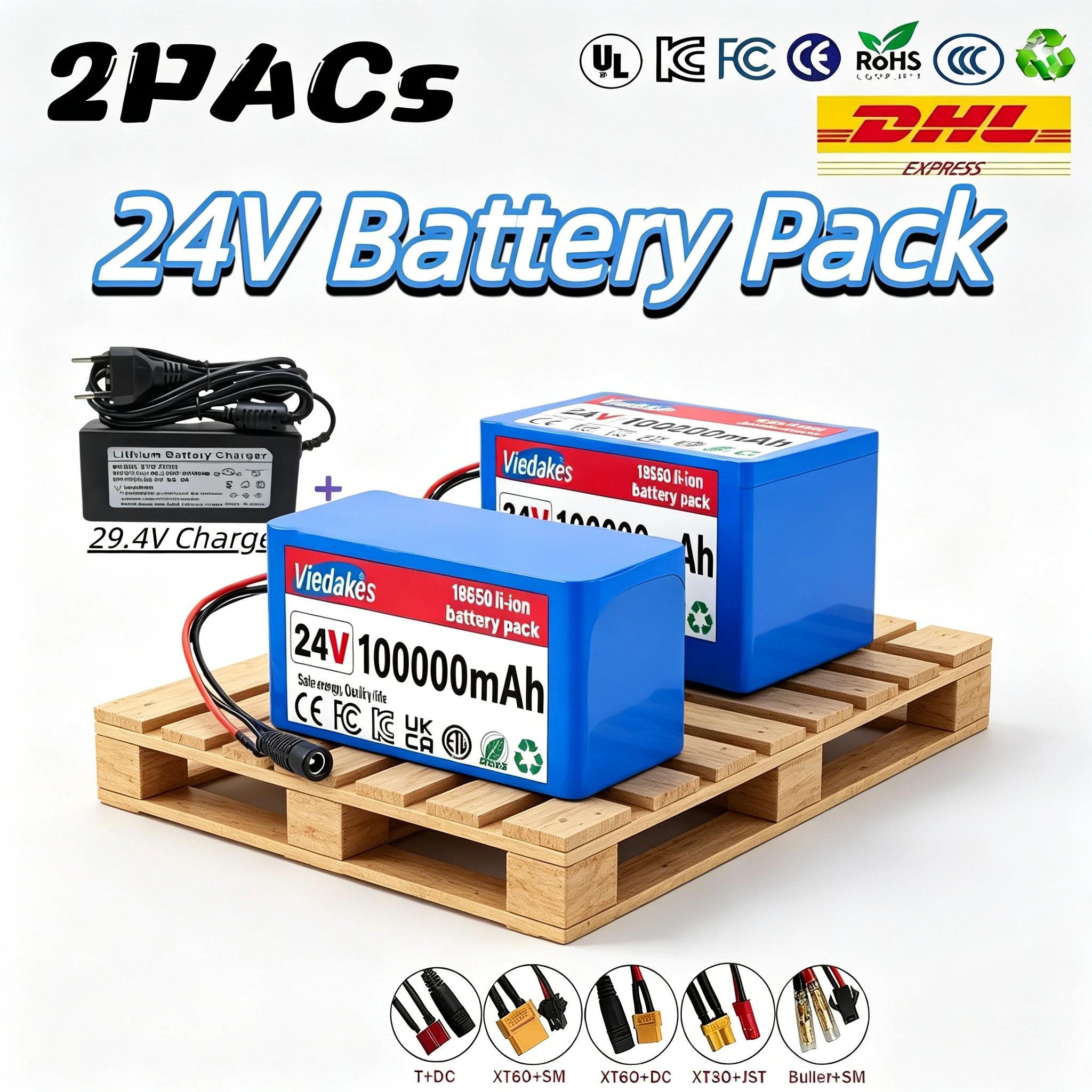 

High Capacity 24V 100Ah 7S3P 21700 Battery Pack With Charger For Electric Wheelchair Mobility Scooter Off-Grid Backup Power