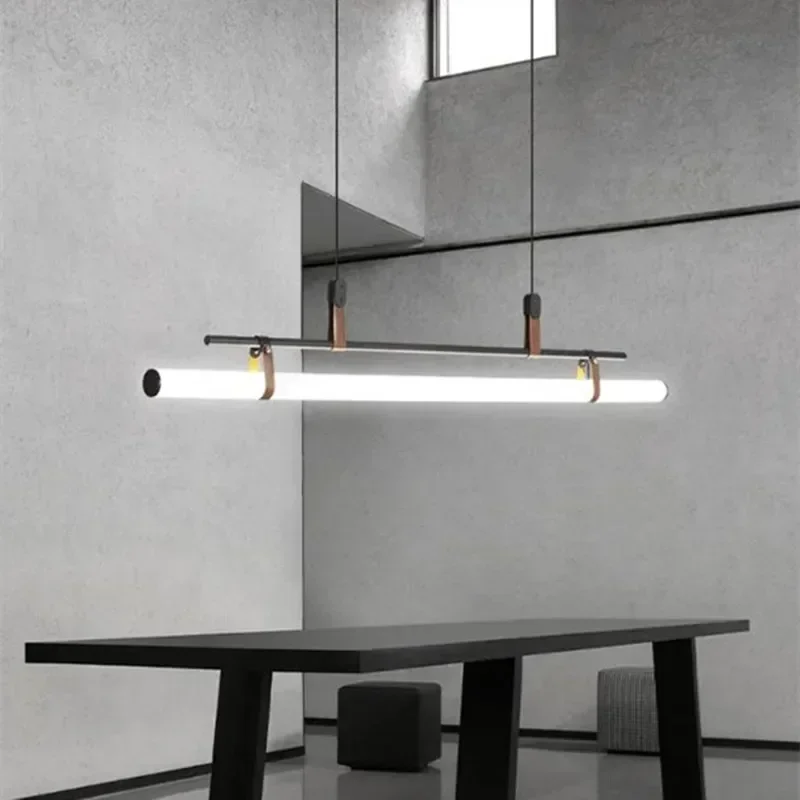 Nordic Minimalist LED Pendant Lamp for Table Dining Living Room Kitchen Long Tube Chandelier Home Decor