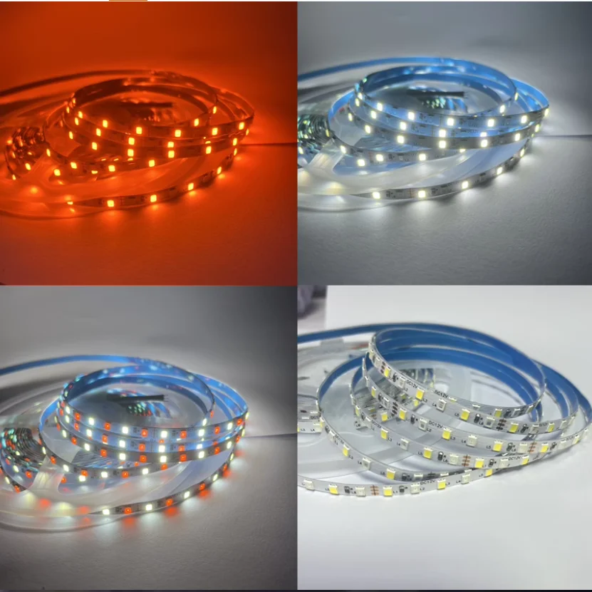 5m 5mm CCT Led Strip Double Color Two Color Mixed Strip Orange Amber 1800k 2000k+White 6000k 120 led/m 12v Signal Flexible Tape
